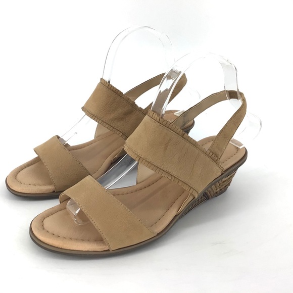NEW Dr Scholl's Gilles Tan Leather Wedge Sandal - Picture 2 of 8